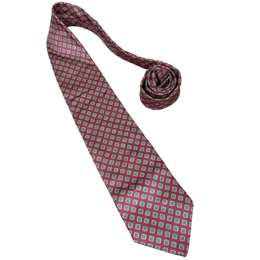 Brooks Brothers Tie Mens OS Red Geometric Medallion Silk Printed Italy USA Made